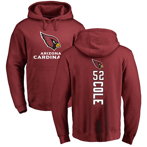 Arizona Cardinals Men Maroon Mason Cole Backer NFL Football #52 Pullover Hoodie Sweatshirts